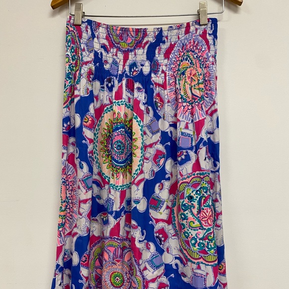 Lilly Pulitzer smocked waist silk skirt - Picture 1 of 4